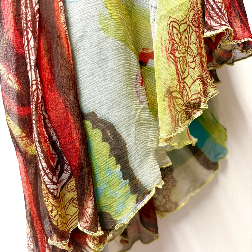 Rangoon 100%Silk Layered Skirt, One of a Kind Abstract Art Creation Da-Nang - Picture 8 of 17